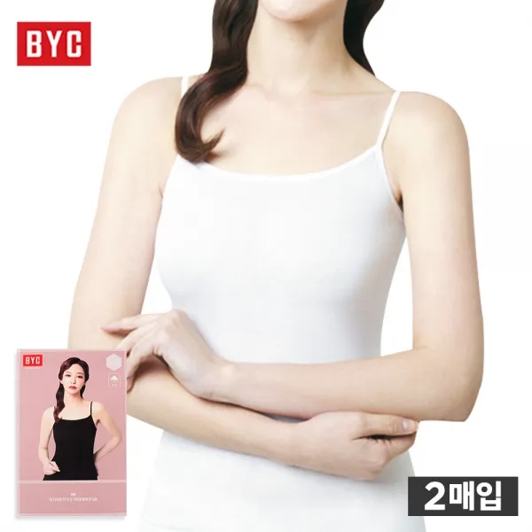 Byc 여성용 프리미엄 순면100% 실켓가공 50수 끈런닝 끈나시 2매 Bytmz3771