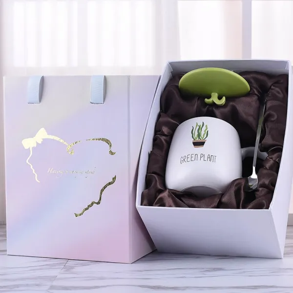 YIJIAJI 주방용품 도자기 머그컵 34153638, 하트 선물세트 green plant맹