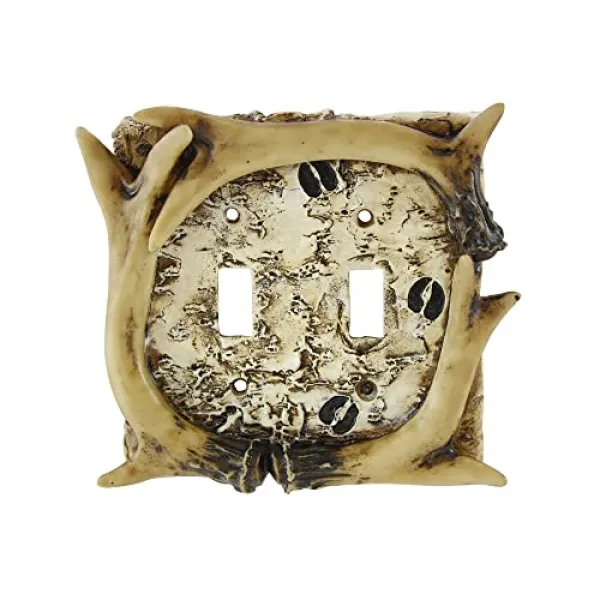 EOM 소나무 능선의 소박한 팩스 사슴 뿔을 가진 받이 구멍 트랙 이중 라이트 스위치 전기 판 커버 cvr 현실적인 손으로 그 [Double] - E068601G2BG7PC2, Double