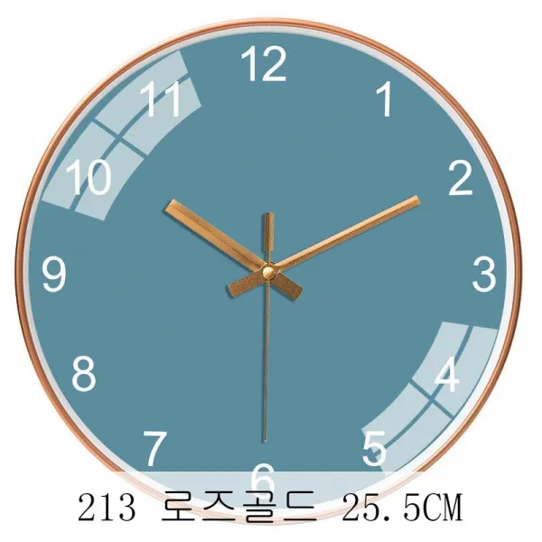 뉴타임즈14 벽시계 거실 순회색 벽걸이 시계 무음 XT06 A10, 213 로즈골드 25.5CM