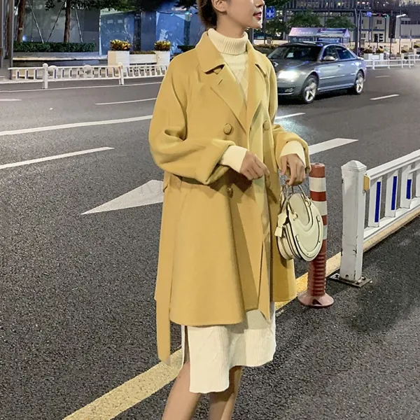 Kirahosi 여성롱코트 가을 겨울 캐시미어코트 양모코트 울코트 오버핏 여자 핸드메이드 코트 S112 75 Adrg157g