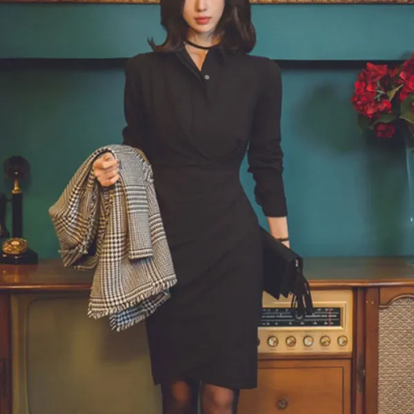 모리아 가을 여성 긴팔 루즈핏 원피스 AAM