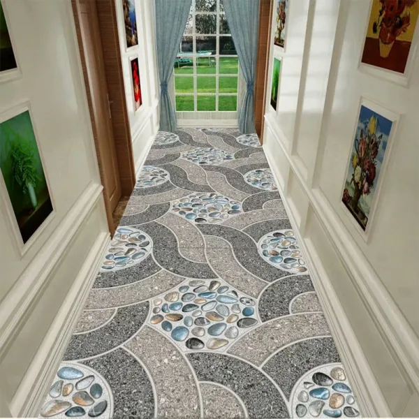 거실매트 가정용 복도 길지나는 침대옆 현관 가득깔기 길죽한 매트 발매트, C08-행운 돌길