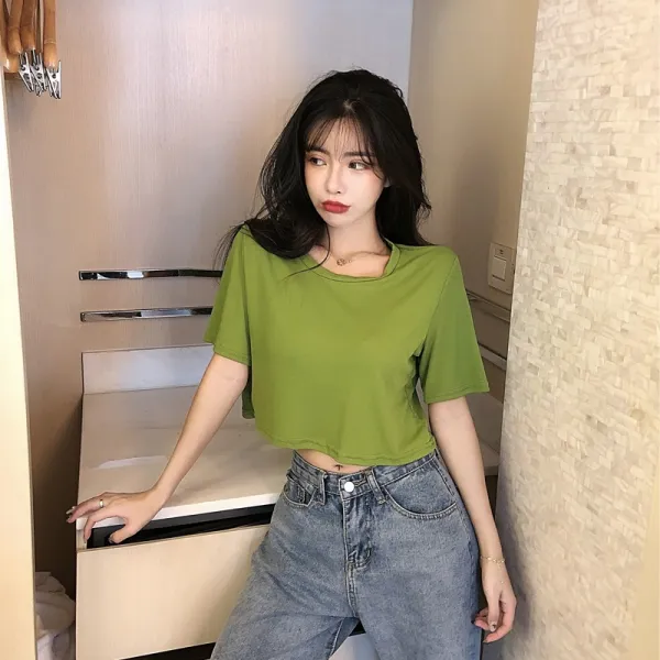 22초화 sec 반팔 여고탄력 박시 고착감 소녀 티셔츠