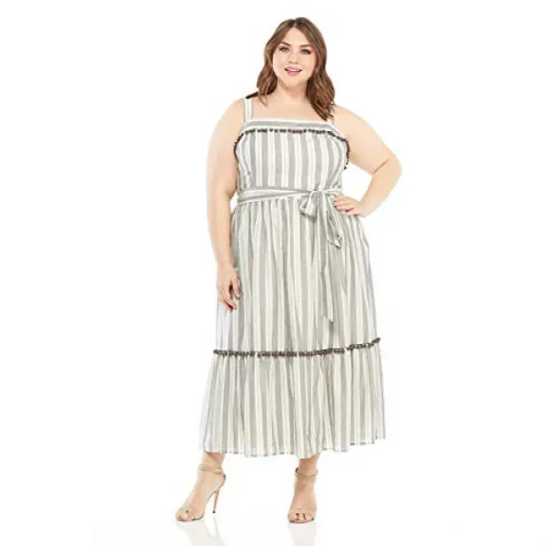 Maggy London Womens Plus Size Novelty Maxi Dress Pom Trim