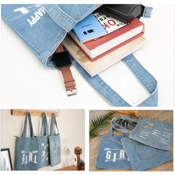 여학생 대학생 캐주얼 패션 데님 어깨 가방 에코백 보온 병 1148리터 텀블러 보냉 빨대 보틀 손잡이 워터보