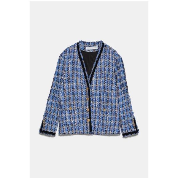 2020 자라 ZARA 블루 트위드 자켓 2596 474