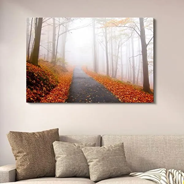 wall26 캔버스 벽 예술-가을 낙엽수 숲의 조용한 골목 -Giclee 인쇄 갤러리 포장은 현대 홈 아트 -12x18 인치를 걸 (12