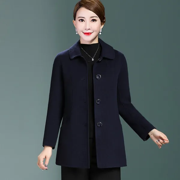 양면 여성 100 양털 겨울 제철이 아닌 하프기장 모직 슬림 가을외투