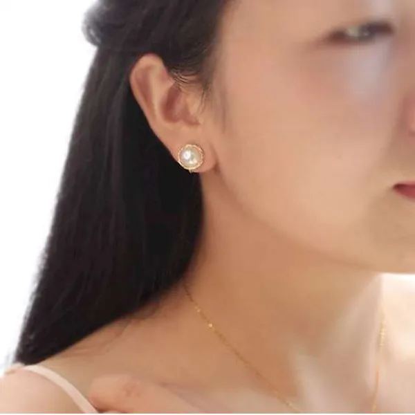 다스코 천연진주귀걸이 햅번 베이다 말 피어싱 클래식 새 감돌다 가선 클립귀걸이 웨딩 여성
