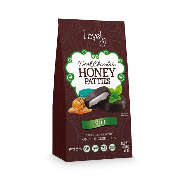 Lovely 민트 다크 초콜릿 꿀 파이 주 4.5oz팩 Only 3성분 의식적 조작 99% 카카오 유제품 Free 글루텐 선택 상세설명참조
