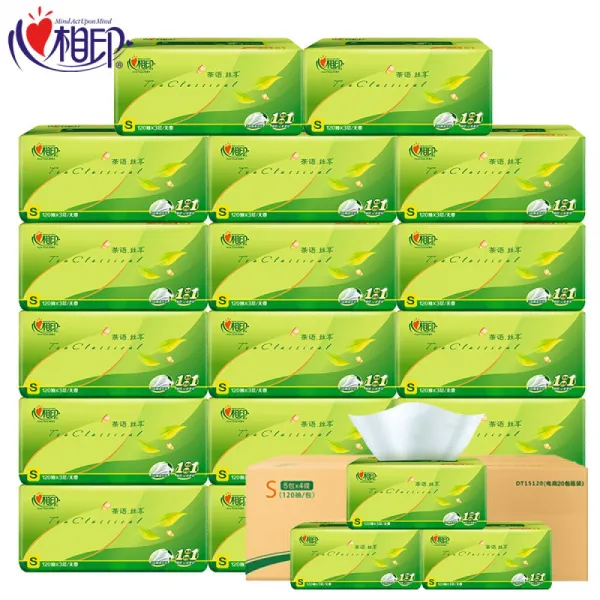 Mind 심인 지 추출 3 층 120 차 휴지 추첨 가정용 화장지 흡족해 20 봉지 통 포장, 상세페이지 참조