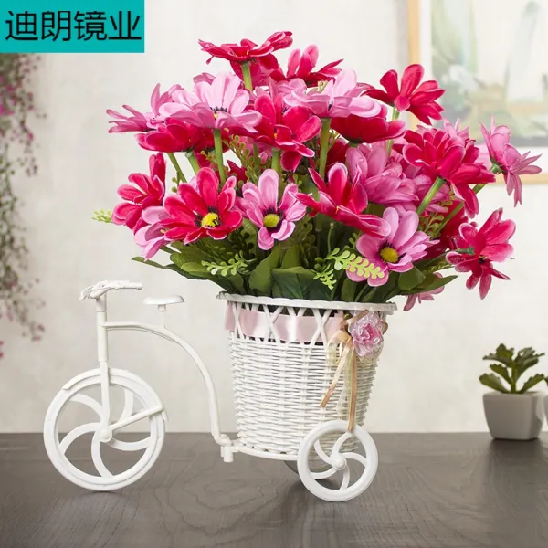 인테리어 독창적 스윗 인조 꽃 라이크 수려함 알프스프라자축하화환 집에 거실 비닐 플라스틱 페이크 말 냉장고 위 보라색 레드 3 로즈레드 숏 벚꽃