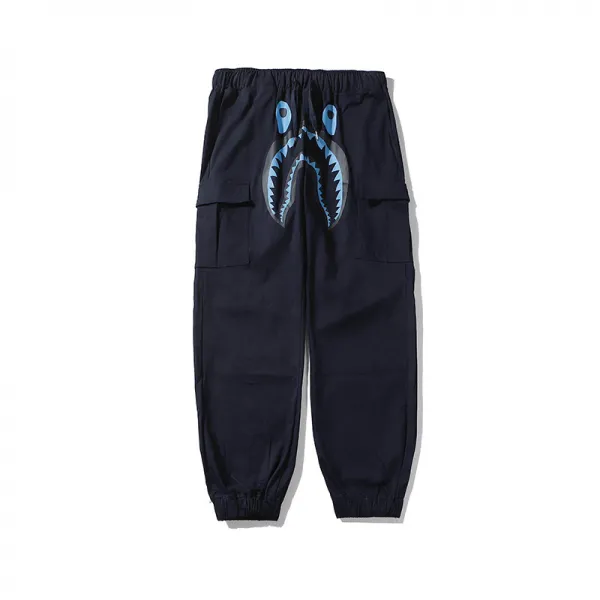 계절상어 어두 프린트 다포켓 카고 팬츠 스트레이트 통 속바지 남녀