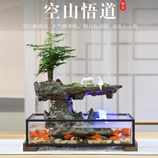 복성당 중국식 유수장식 공예품 거실 실내 풍수륜어항 장식 오피스 점포 창조적 장식 공산오도 흐르는 물, 1