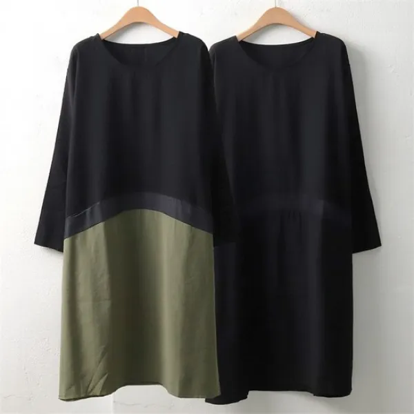  강물처럼 Wc 배색주머니롱원피스6480h909 빅사이즈