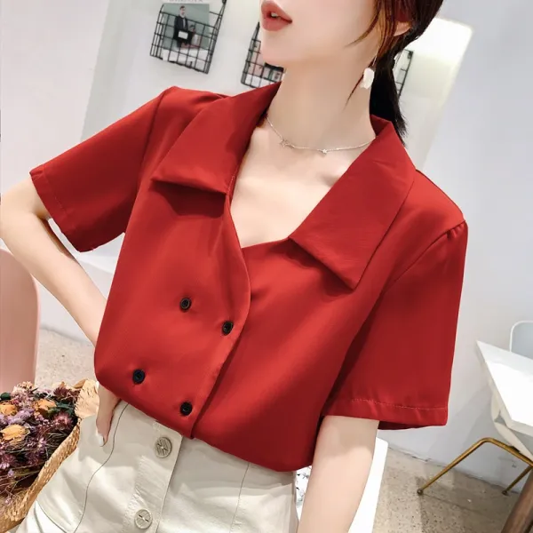 K0D0918 여성셔츠 칼라 레저 여자상의 여름 웃옷