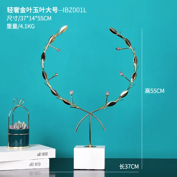 인테리어 현대 캐비넷거실장 현관 대리석 기하학무니 노르딕 가볍게 사치한 독창적 술장 엔틱한디자인, 금엽 옥엽 진열 장식품 -큰사이즈 라