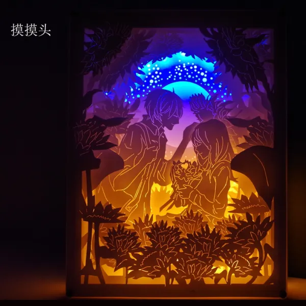 빛 종이조각 등 완제품 틱톡 3D 펀칭 검은 모자 해골 해적왕 침대머리 스탠드 독창적, 쓰다듬다 헤드 완제품