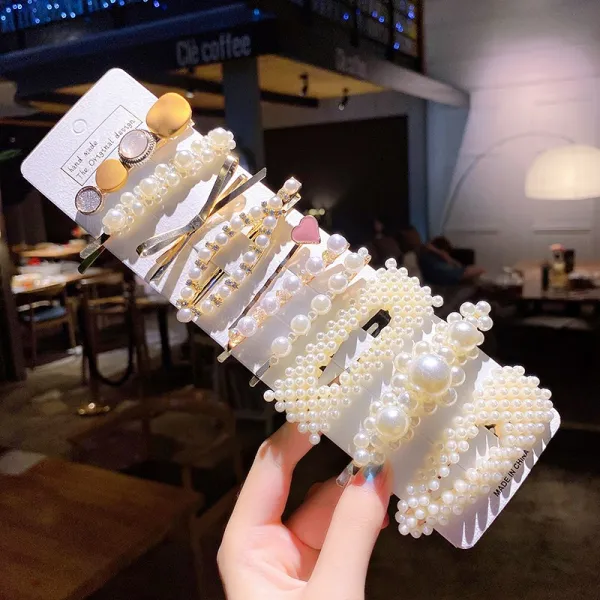 배우 직위 자오웨이 동형 진주 헤어핀 선 심플 바람 태슬 펜던트 클립 헤어