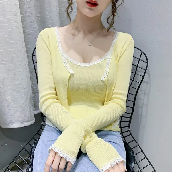 여름 민소매 얇은 방비 여 긴팔 스 실크 니트 숄 상의 겉옷