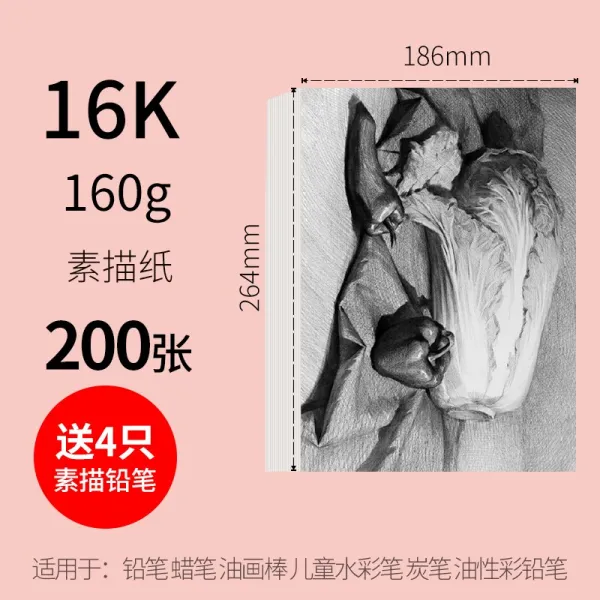 미술용지 100 장 서로 믿다 스케치 두꺼운 종이 물 핑크 포토 하드 서예 전용 그림을그리다 화이트 4613584597, 16K/ 스케치북 200 장 두꺼운