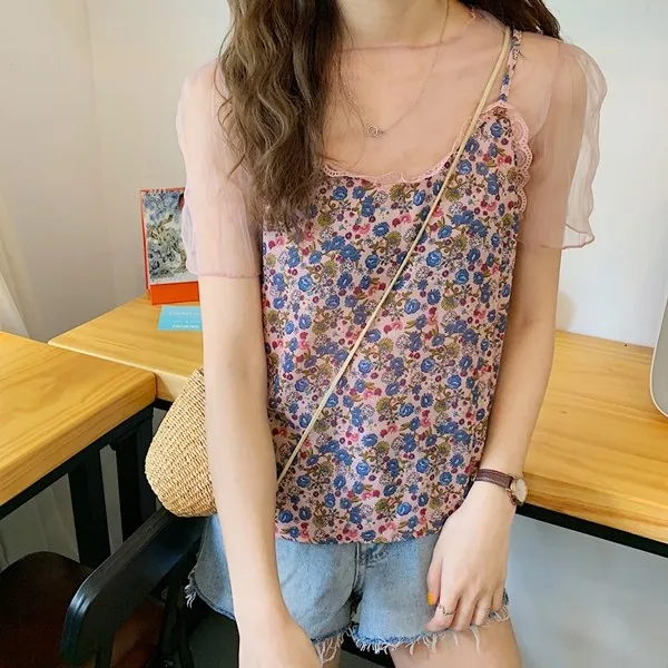 드레스날다 이상형 시스루 블라우스 플라워 뷔스티에 세트(mset1090)