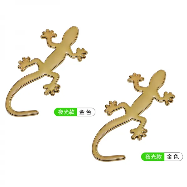 꿈동산 자동차몰딩용품 자동차장식소품 금속 도마뱀 차량 3D 입체 엠블럼 나이트조명 기 평안 인테리어용품 자동차흠집 스크래치, 도마뱀 골드 야광대 한쌍 값  수건