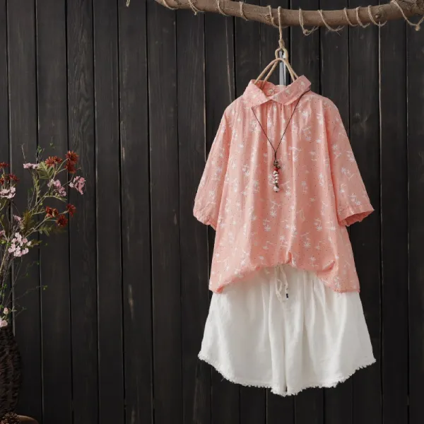 샵솔베이지 코튼 플라워 여름 여성 셔츠 블라우스