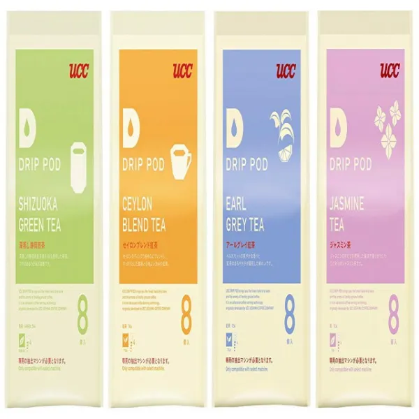UCC ドリップポッド お茶めぐりアソートマンスリーセット (深蒸し静岡煎茶、セイロンブレンド紅茶、アールグレイ紅茶、ジャスミン茶 4種×各8個) UCC 드립 포드 차 순회 아소토 월간 세트 (, 1