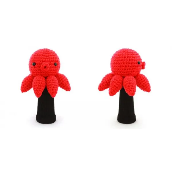 AMIMONO 아미모노 귀여운 문어 뜨개질 골프채 Handmade 페어웨이 우드 커버 완소템, 빨간