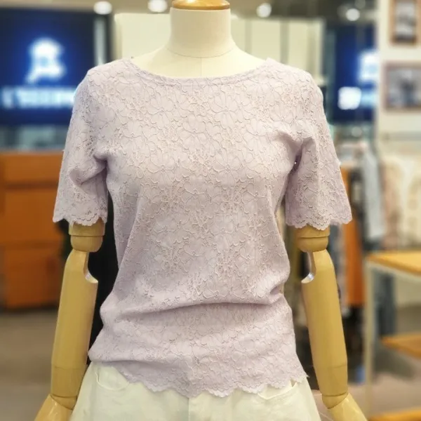 레코브 꽃 레이스 반팔 티셔츠 LU2195ST036X
