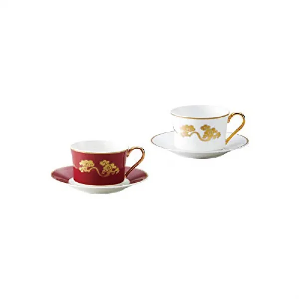 Noritake 노리타케 컵 & 접시 (색변 쌍 세트) (커피 티 겸용) 운모 당장·천평 대운 2객