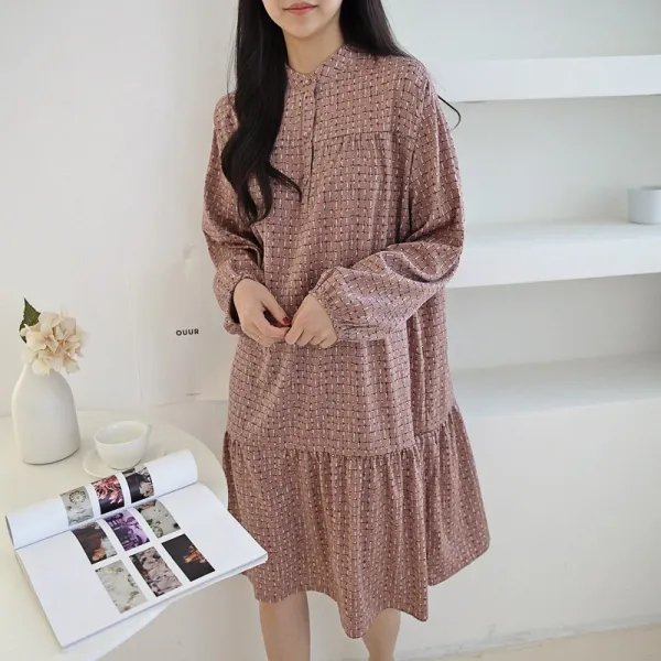 모양새 소공녀 노카라 버튼 미디 원피스 봄 컬러