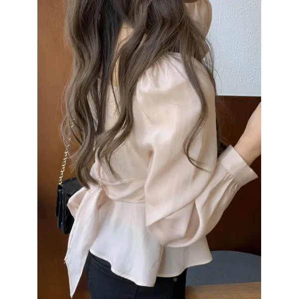 폴님셔츠 부끄러움을 타다 미풍 아들 불어오다 따뜻함 일찍이 봄 레이스 스트랩 4554084314
