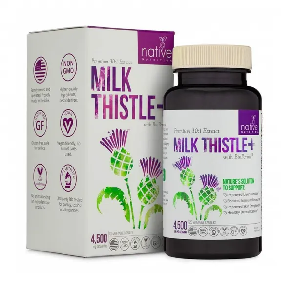 Native Nutrition (2팩) 네이티브 뉴트리션 밀크시슬 150mg 120정 피곤할때영양제 간보조제, 1mg, 2개