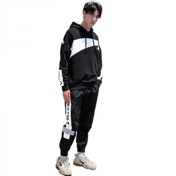 일루소 소프트 면 맨투맨 밑밴딩 조거 트레이닝복 상하의 세트