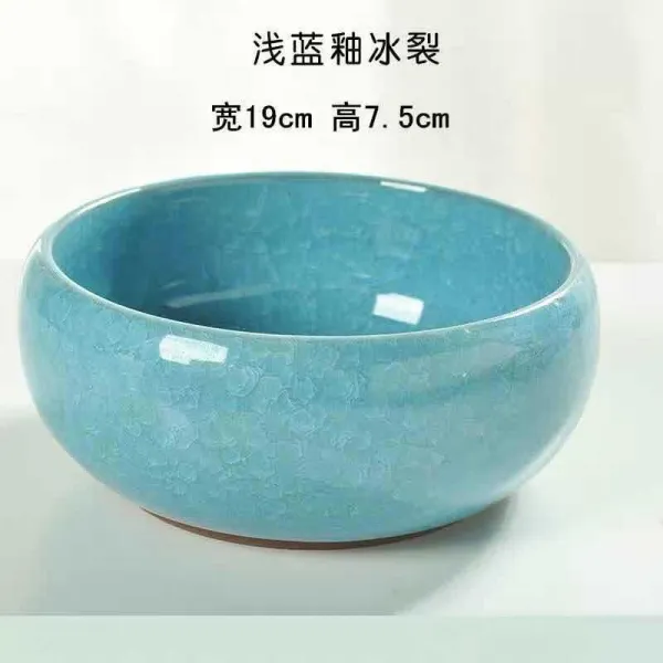 동전초 화분 수선화 수련사발 연무 구멍 도자기 홈 라지 다육 수배 용기, 아이스 수mdash라이트블루 큰사이즈 빅