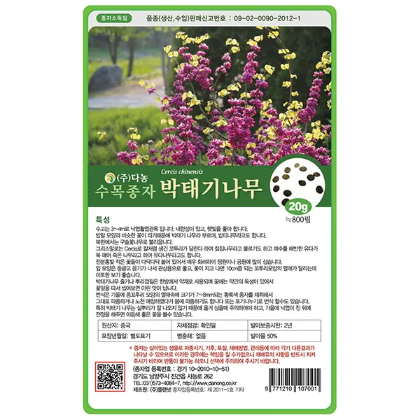 자귀나무씨앗 20g - 씨 씨앗 합환수 합혼수 야합수 유정수 소쌀나무 조경수 정원수 수목종자 나무씨앗 나무씨 수목씨앗 수목씨 나무, 12_다농_박태기나무(20g)