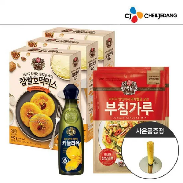 Cj백설 찹쌀/녹차 호떡믹스 6개+호떡누르개 증정 04. 초코칩 핫케익믹스500g X 4개 상세설명 참조