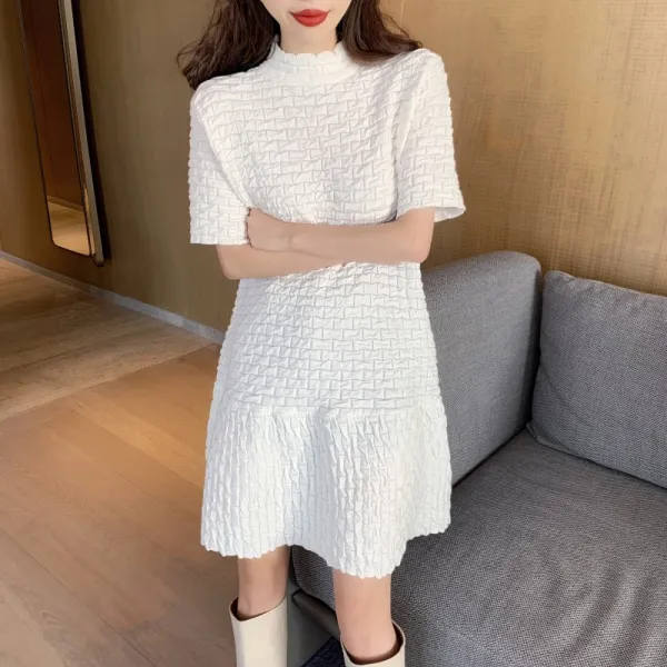 냉담 무드 오리지널제작 맟춤제작 여성 어린 행세를 하다 말무드 EGG 프렌치 볼륨 첫사랑 청신 여신 옷 원피스 라운드원피스