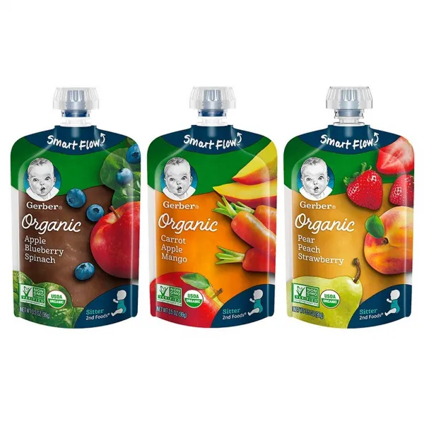 Gerber 거버 2단계 이유식 과일 채소 퓨레 버라이어티 팩 Organic 2nd Foods 3.5oz(99g) 18팩, 1