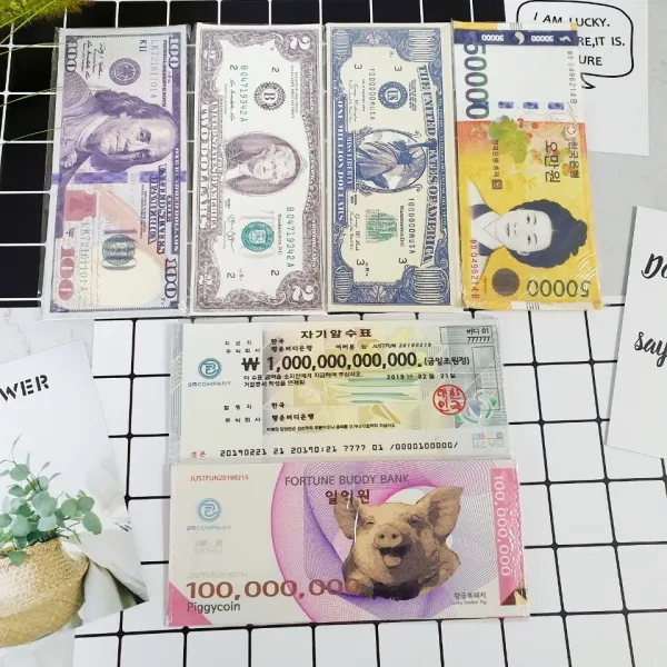 [뽀찌버디나비]골프악세사리 지폐방수지갑 신사임당 외 4종 2장 1세트, 100만달러