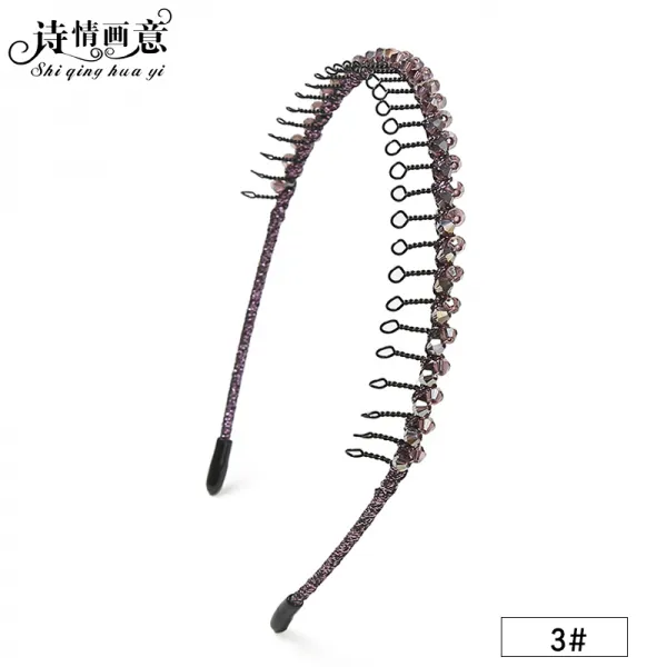헤어밴드 머리띠 여백이 외출헤어카드 다진 머리베일 심플한 한국 헤어 여단 세안 테이프 이빨 미끄럼 방, 단일옵션, 03# 자홍색