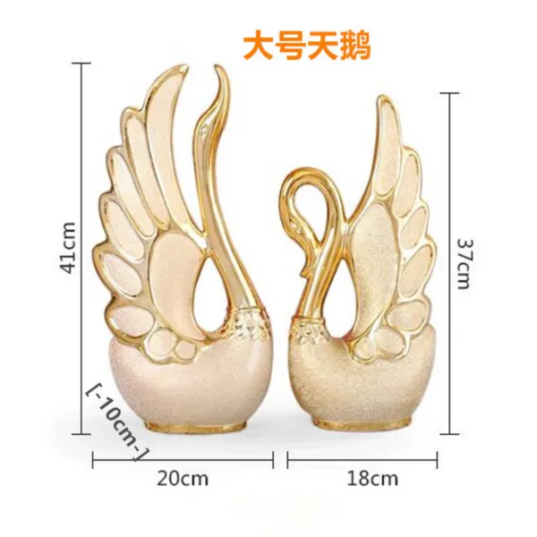 재물운 개업선물 집들이 선물 골드장식인형 소품 인테리어 부부 금슬 백조세트 백조 한쌍 L