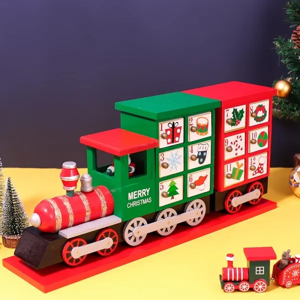 미짱 스타일리쉬 카운트다운 모티브 독창적 기념 우정 여자 성탄 배석했다 캘린더 맹목적으로 아케이스 빈 선물 박스, S64 -우드 기차 양면 선물 빈 갑