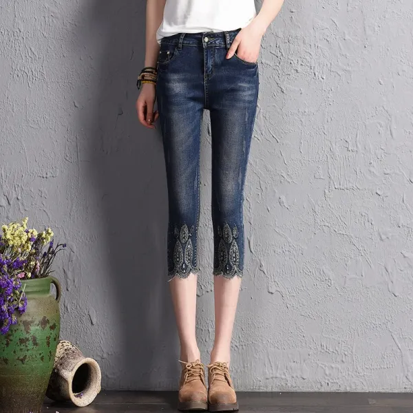 머머다 청바지 빅사이즈 7부 여성 데님팬츠 진 여름03 Wpp03 565764529599