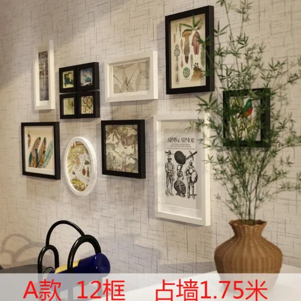 원목액자 실목 사진벽 모던심플 사진 벽조합 배경벽 가구 사진액자 인테리어 벽걸이 창의적 C01 A타입블랙 백양색 마음을 보내 