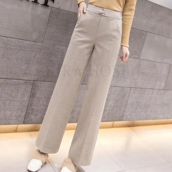 Kirahosi 여성 모직 바지 배기 팬츠 와이드 캐주얼 모직 통바지 71호+덧신증정 Ni0fdkb