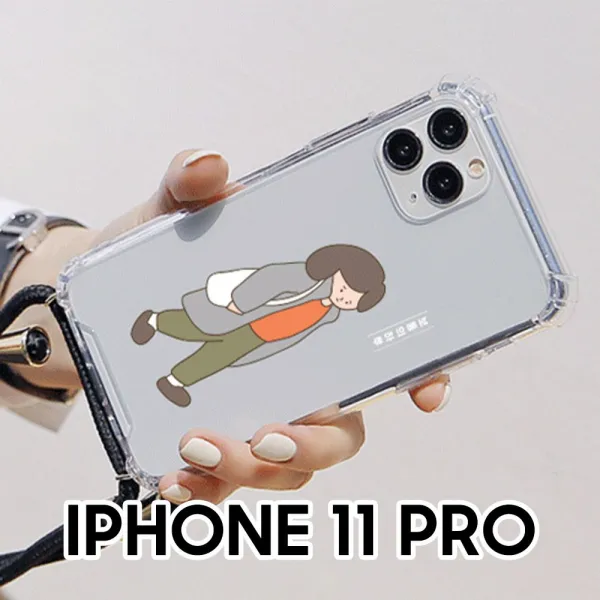 휴대용 일상남녀 아이폰11 Pro 폰스트랩 젤하드케이스~~
